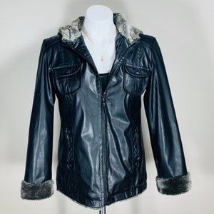 Leather (faux) Jacket w/ (faux) Fur